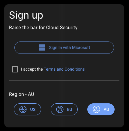 AU Datacenter Sign Up